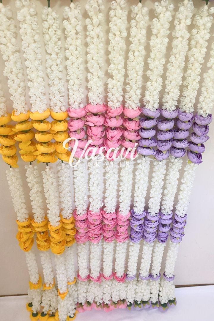 Pack of 20, 30, 40, 50 Mogra Flower Garlands with Peony Flowers