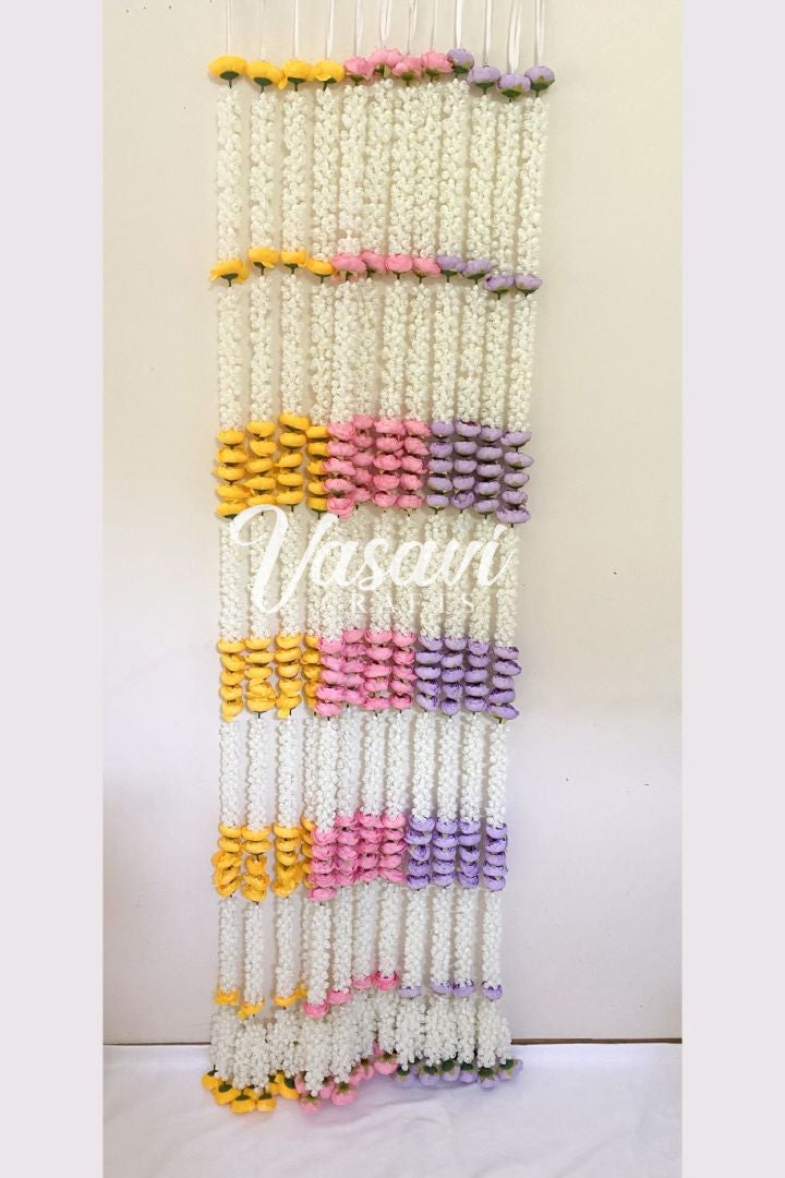 Pack of 20, 30, 40, 50 Mogra Flower Garlands with Peony Flowers