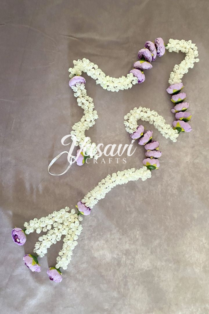 Pack of 20, 30, 40, 50 Mogra Flower Garlands with Peony Flowers