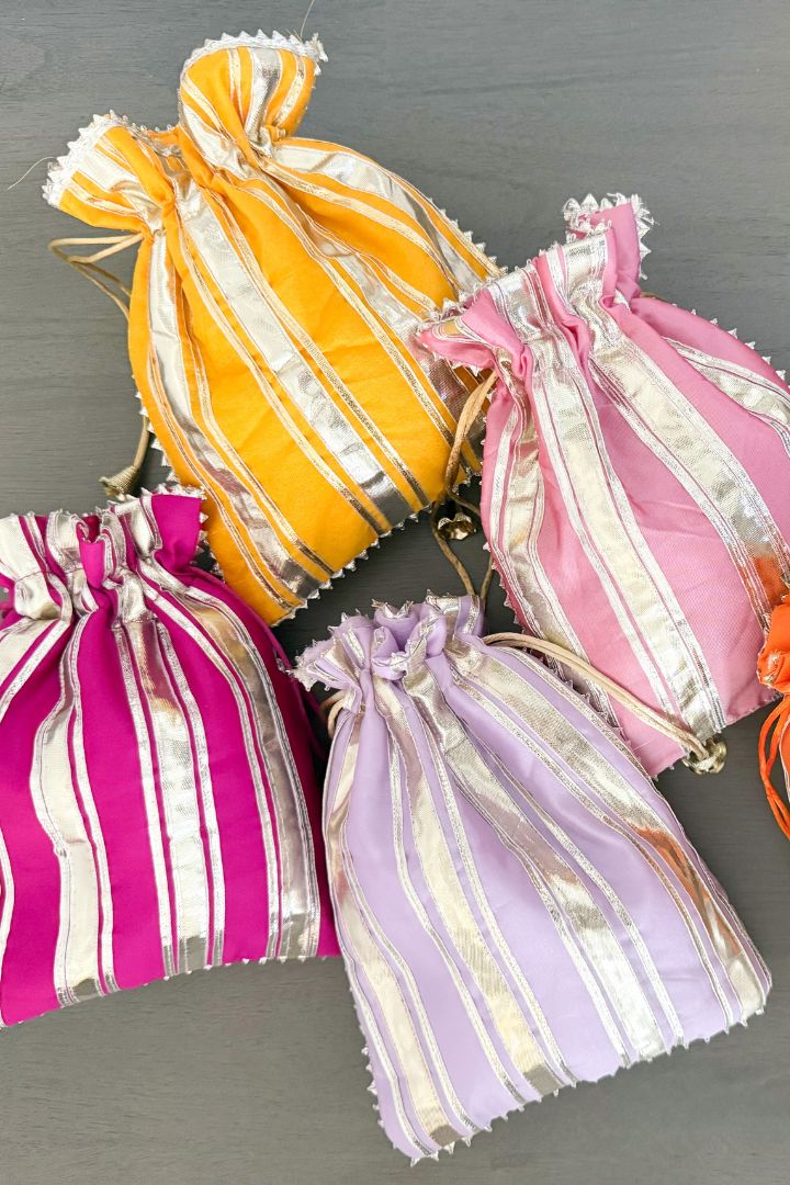 Pack of 40,50,70,100,150,200 Gota Lace Potli/Drawstring Gift Bags