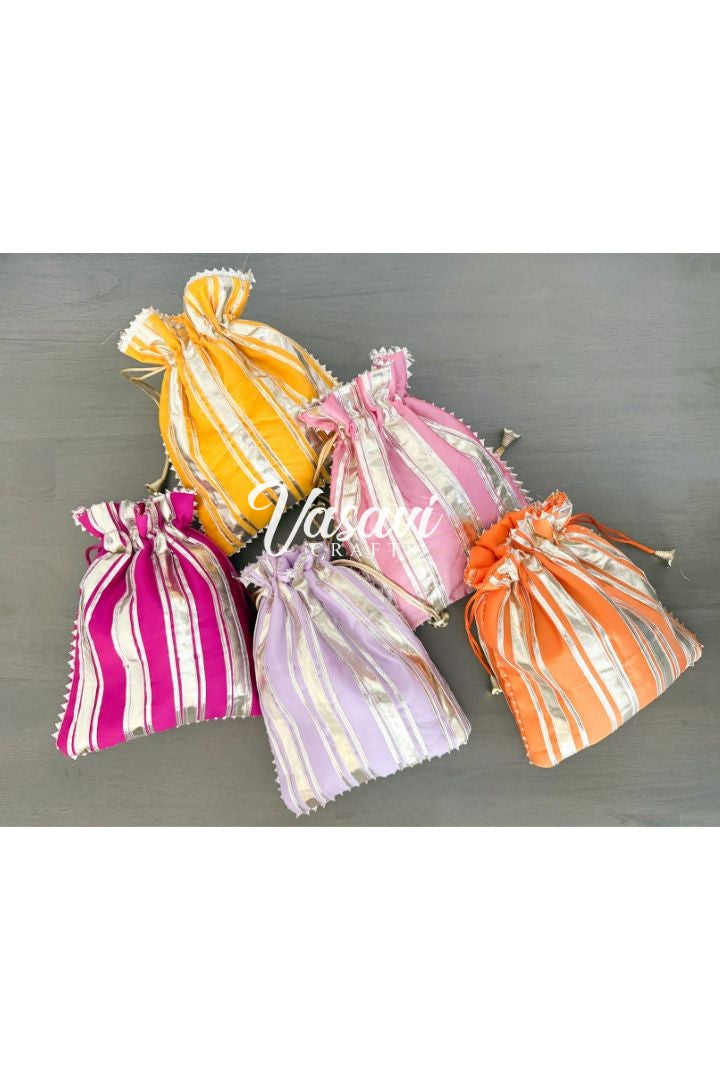 Pack of 50 Gota Lace Potli/Drawstring Gift Bags