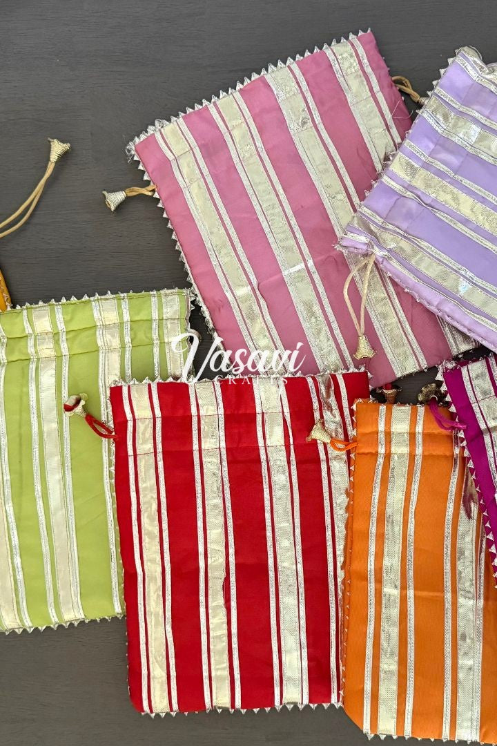 Pack of 50 Gota Lace Potli/Drawstring Gift Bags