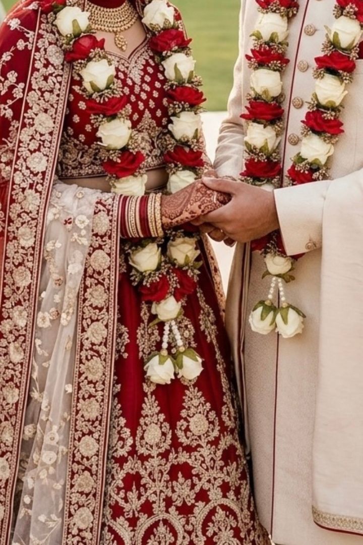 Red, White Roses Flower Wedding Varmala