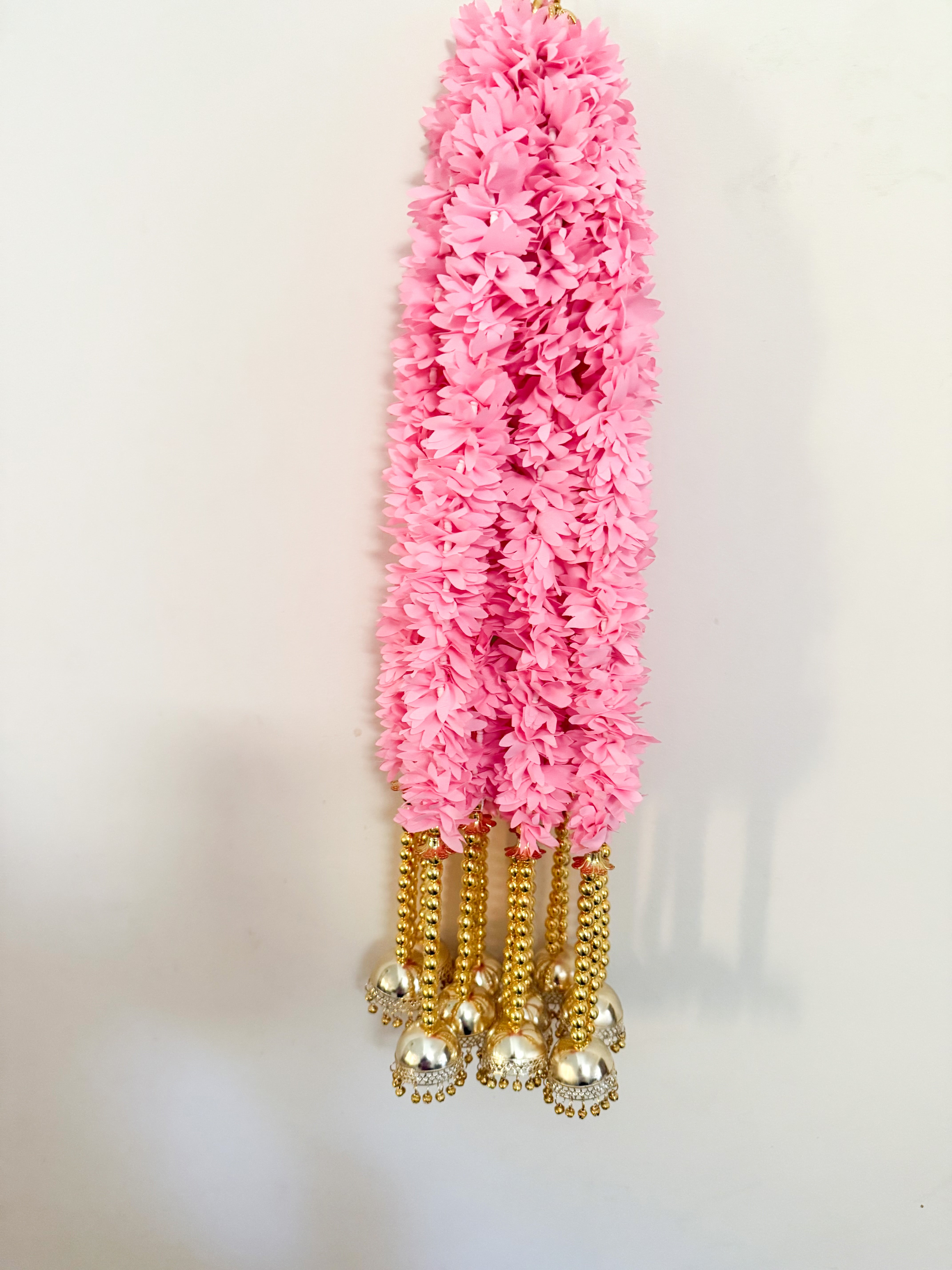 Pack of 30,50,60,80,100,200 Pink Flower and Gold Jhumka Hanging