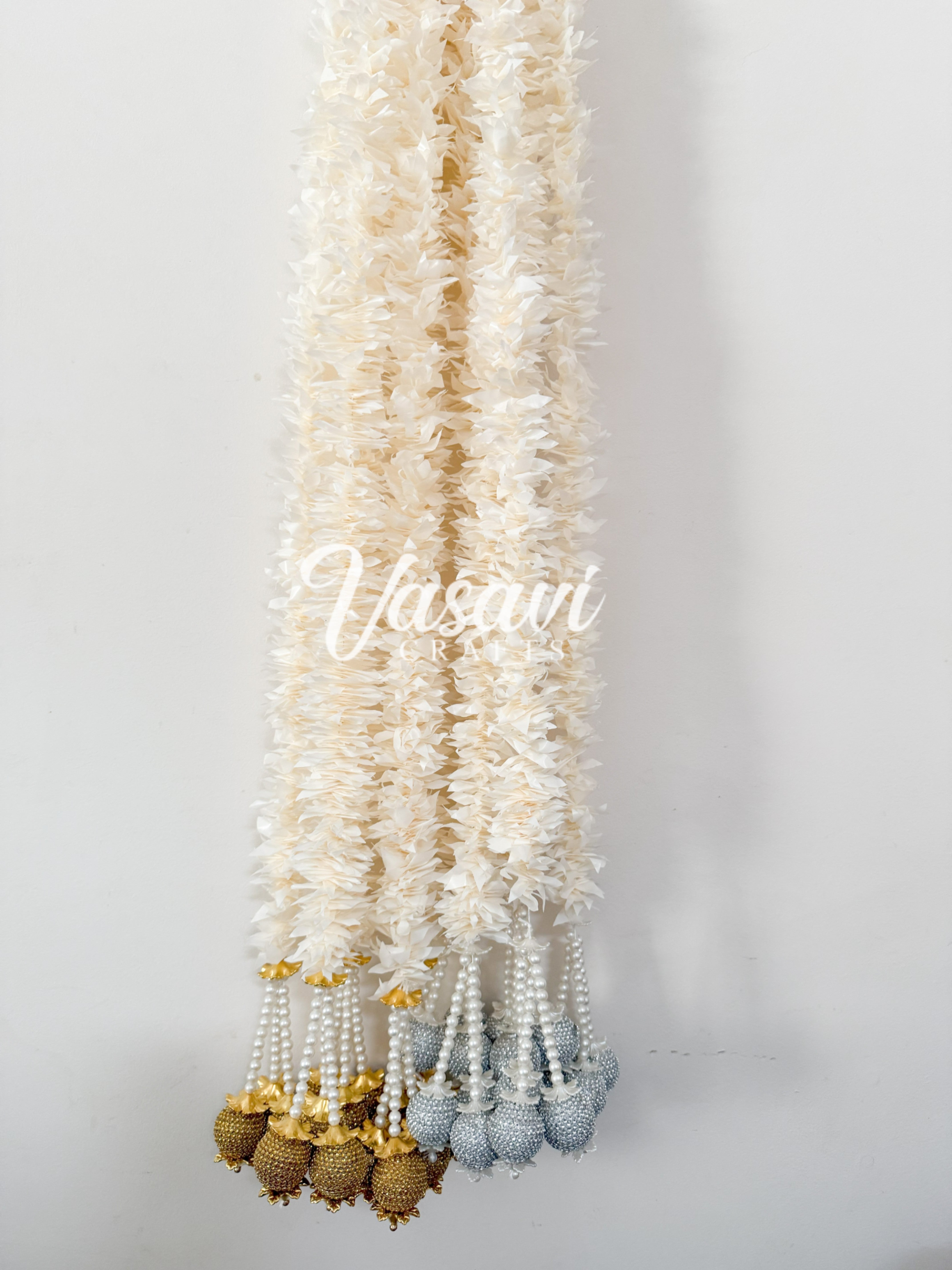 Pack of 30, 40, 60, 80, 100 Jasmine Flower Garlands with Silver, Gold Balls