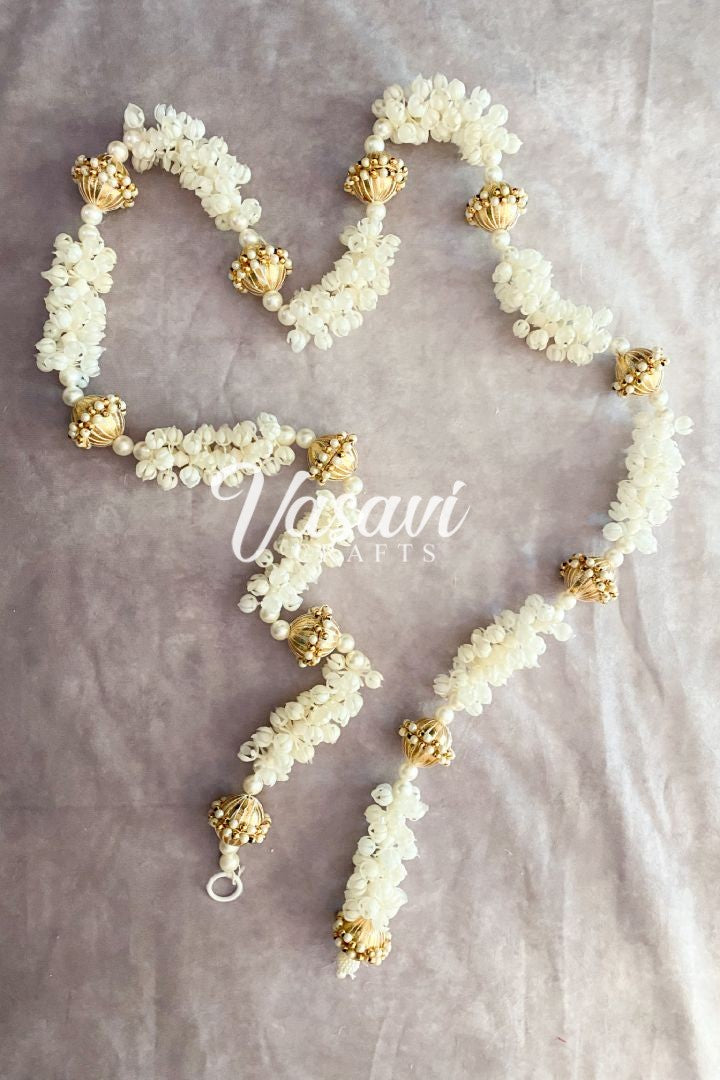 Pack of 20, 30, 40, 50, 70, 100 Mogra/Jasmine Garlands with Gold Balls