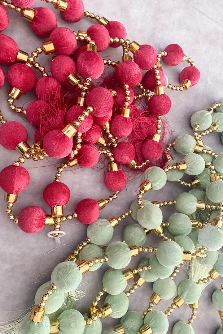 Pack of 20, 40, 60, 100 Sage green, Magenta, Pink and White Ball Garlands