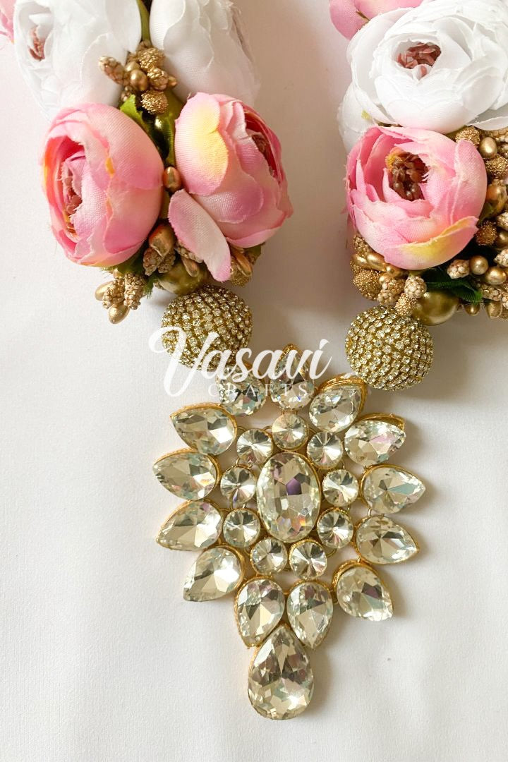 Pink and Ivory Peony Flower Indian Wedding Varmala/Jaimala