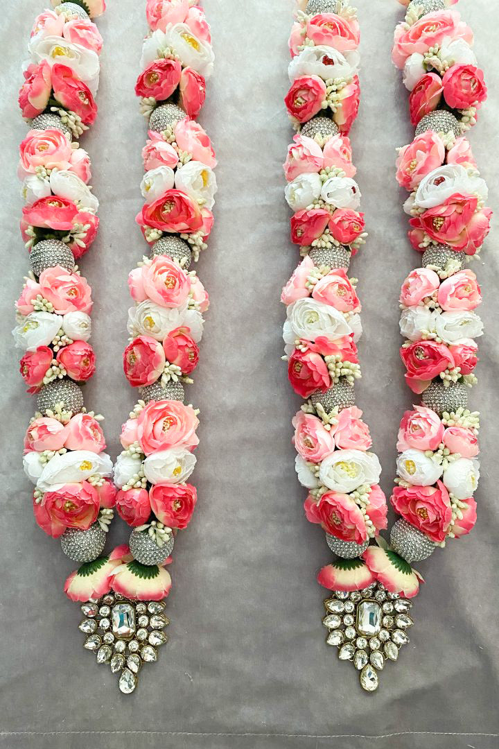 Pink, Dark Pink, Ivory Peony Flower Indian Wedding Varmala