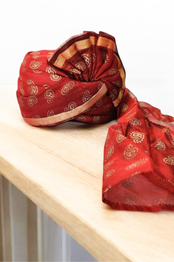 Pack of 5, 10, 20, 30, 35, 40, 50 Maroon Rajasthani Indian Wedding Baraat Pagri/Safa