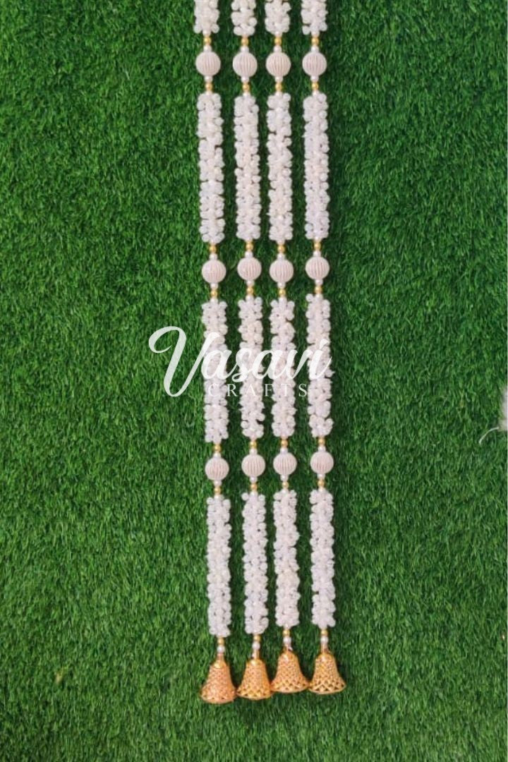 Pack of 20,30,40,50,70,100 Mogra/Jasmine Garlands with white ball and bell