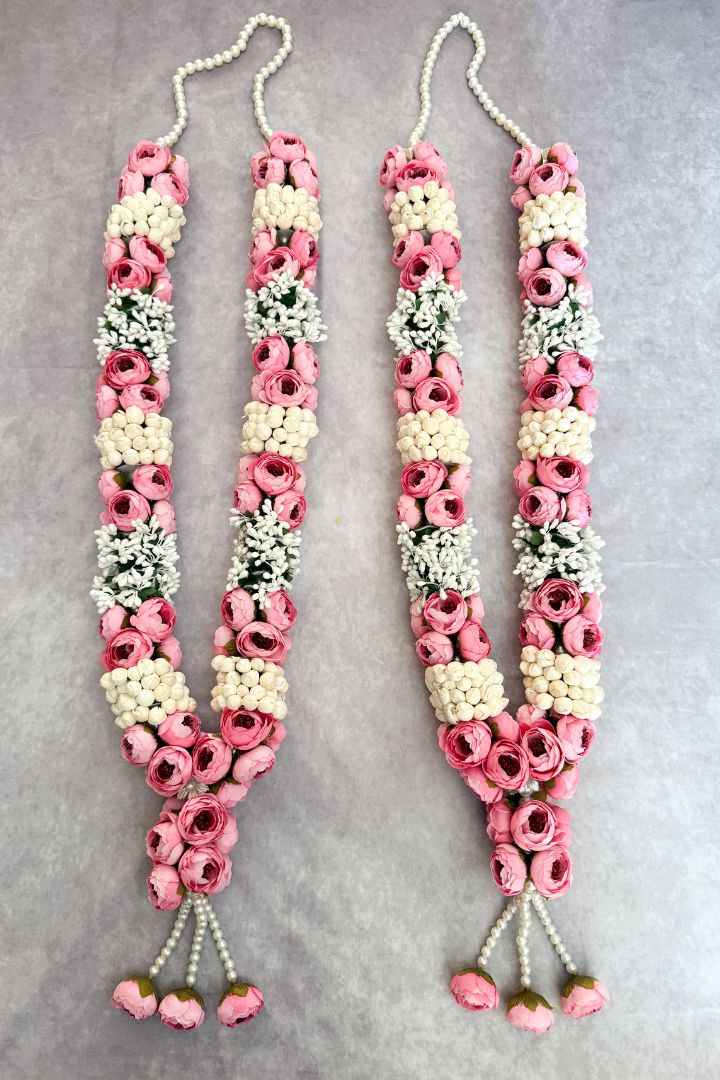 Pink Peony, Mogra and Baby's Breath Flower Wedding Varmala