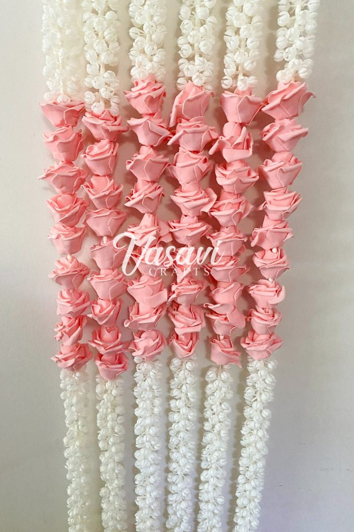 Pack of 20, 40, 50, 100 Mogra/Flower Garlands with Small Roses 6 ft long
