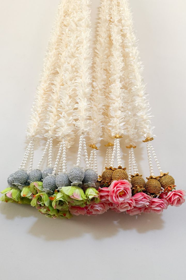 Pack of 5 Jasmine Flower Garlands with Ball and Flower Bunch