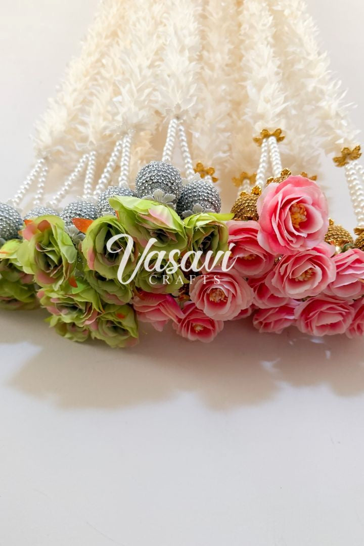 Pack of 5 Jasmine Flower Garlands with Ball and Flower Bunch