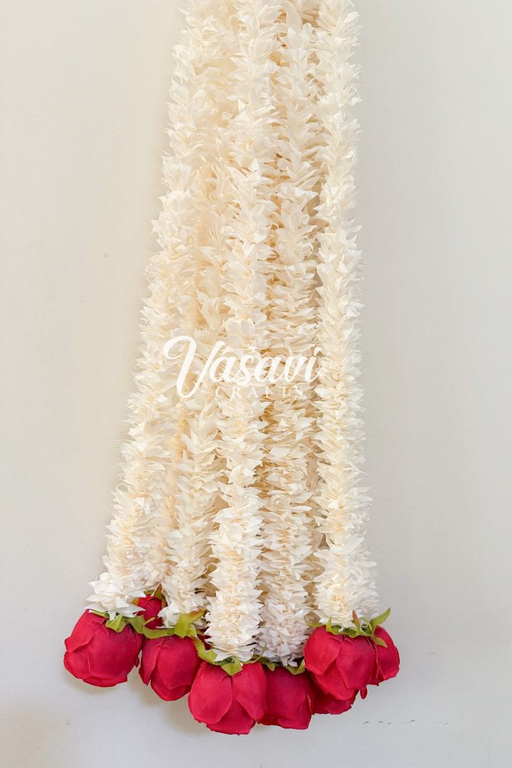 Pack of 300 Jasmine Flower Garland with Bright Red Rose
