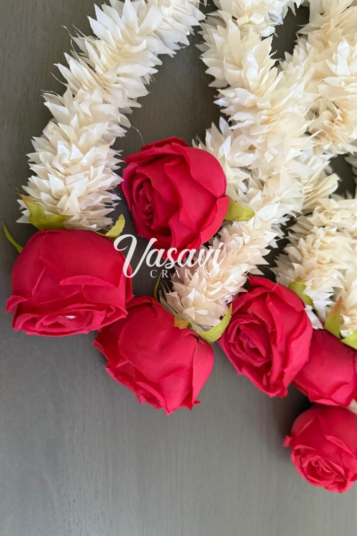 Pack of 300 Jasmine Flower Garland with Bright Red Rose