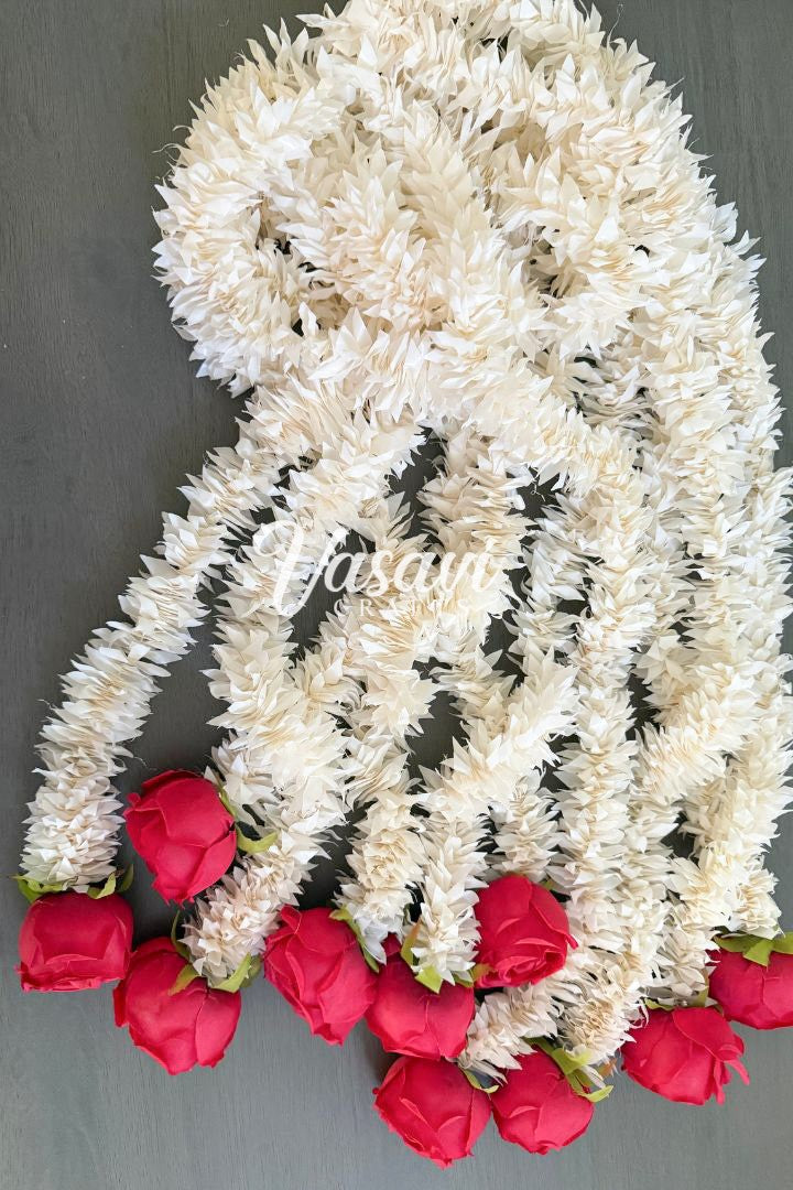Pack of 300 Jasmine Flower Garland with Bright Red Rose