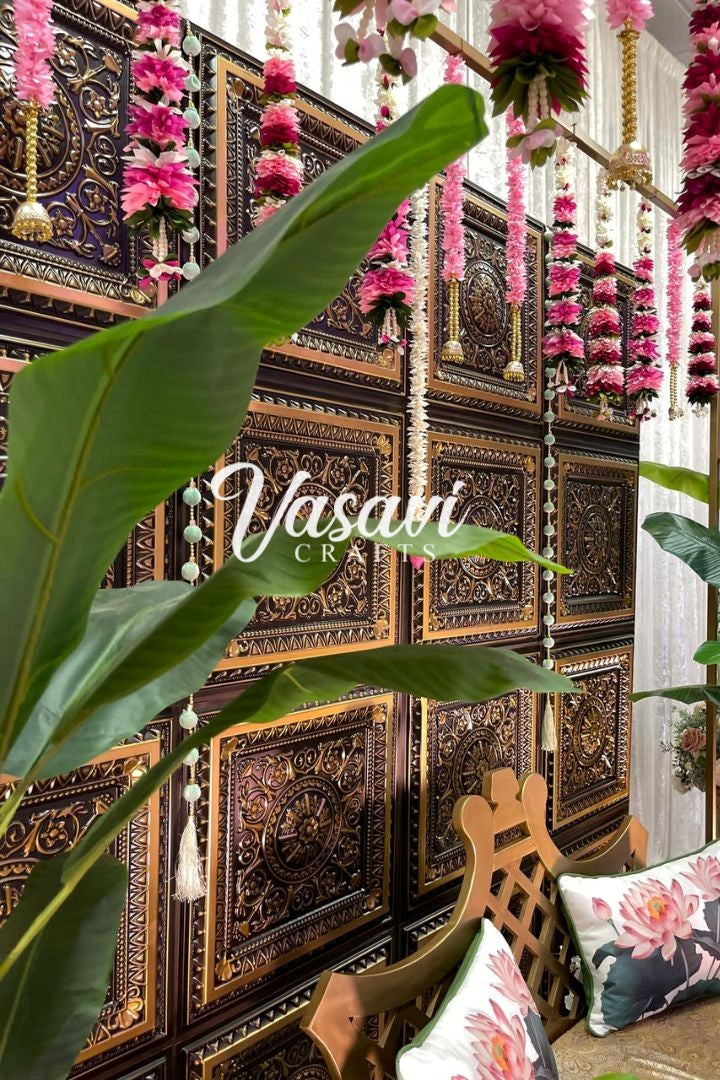 Pack of 30,50,60,80,100,200 Pink Flower and Gold Jhumka Hanging