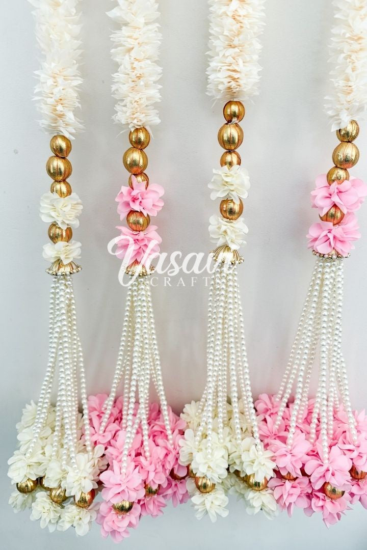 Pack of 2 Jasmine Flower Garlands with Gota Balls and Flower Bunch