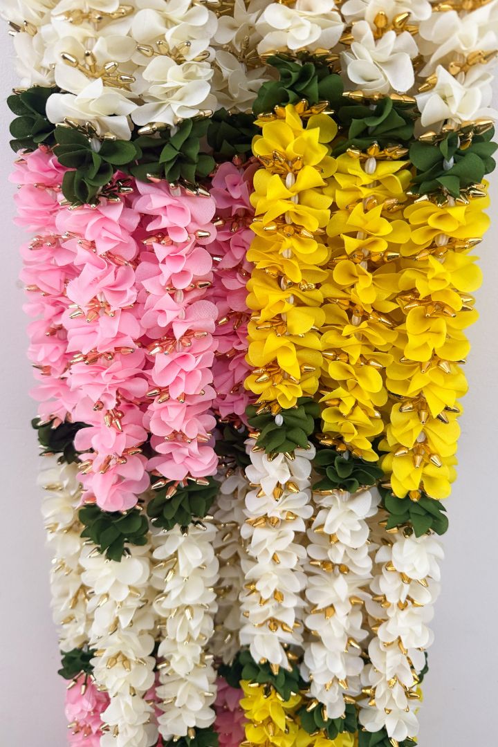 Pack of 10 Fabric Flower Garlands for Wedding, Pooja Decor