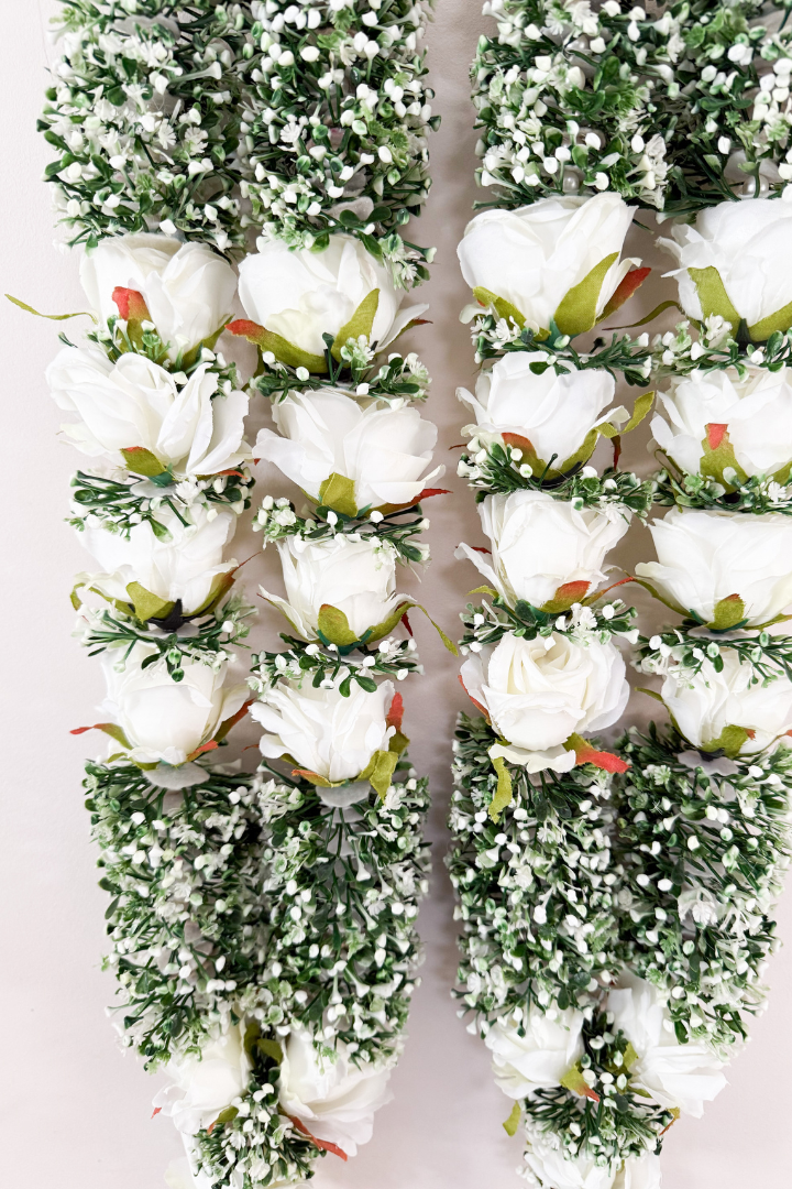 Baby Breath Flower Wedding Varmala with Ivory Roses