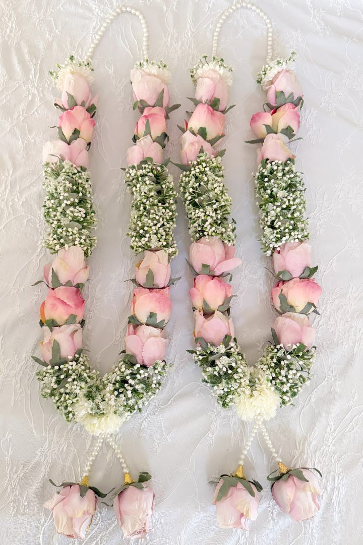 Light Pink Rose and Baby's Breath Flower Wedding Varmala