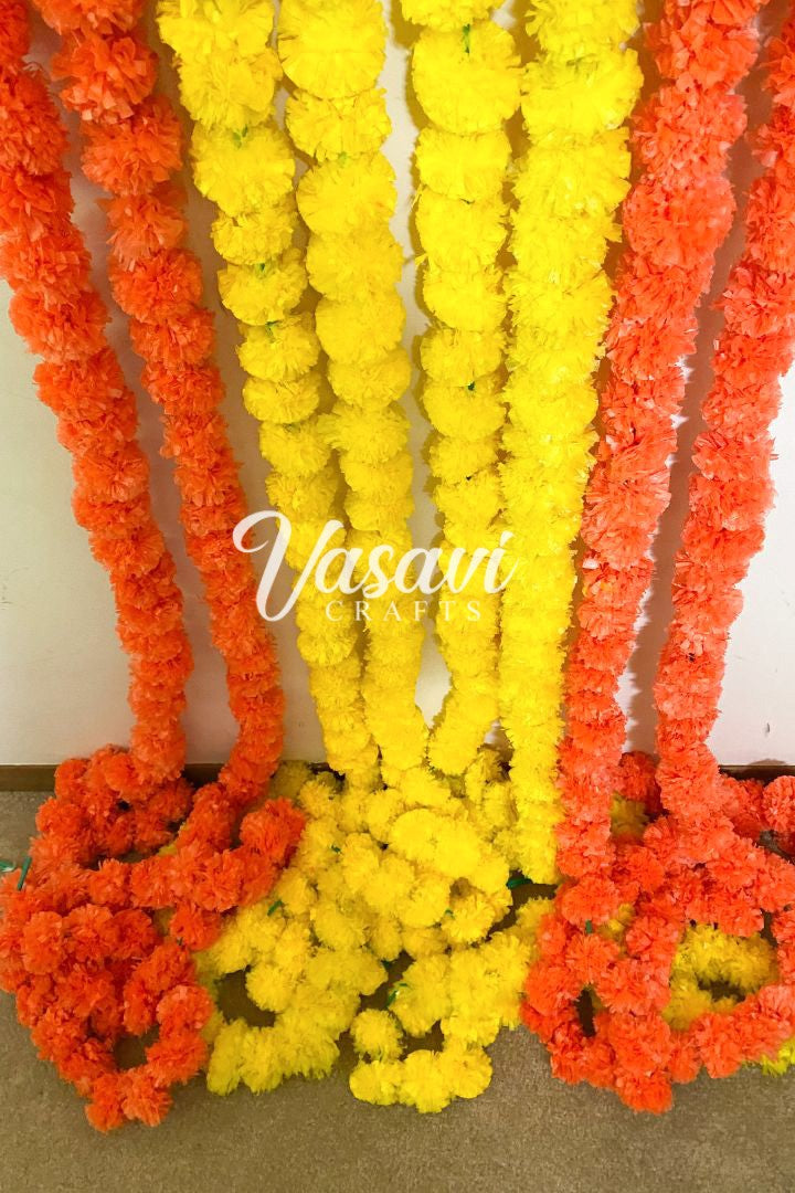 Pack of 16, 20, 25, 50, 100, 200 Artificial Marigold Flower Garlands 8 feet, 10 feet long