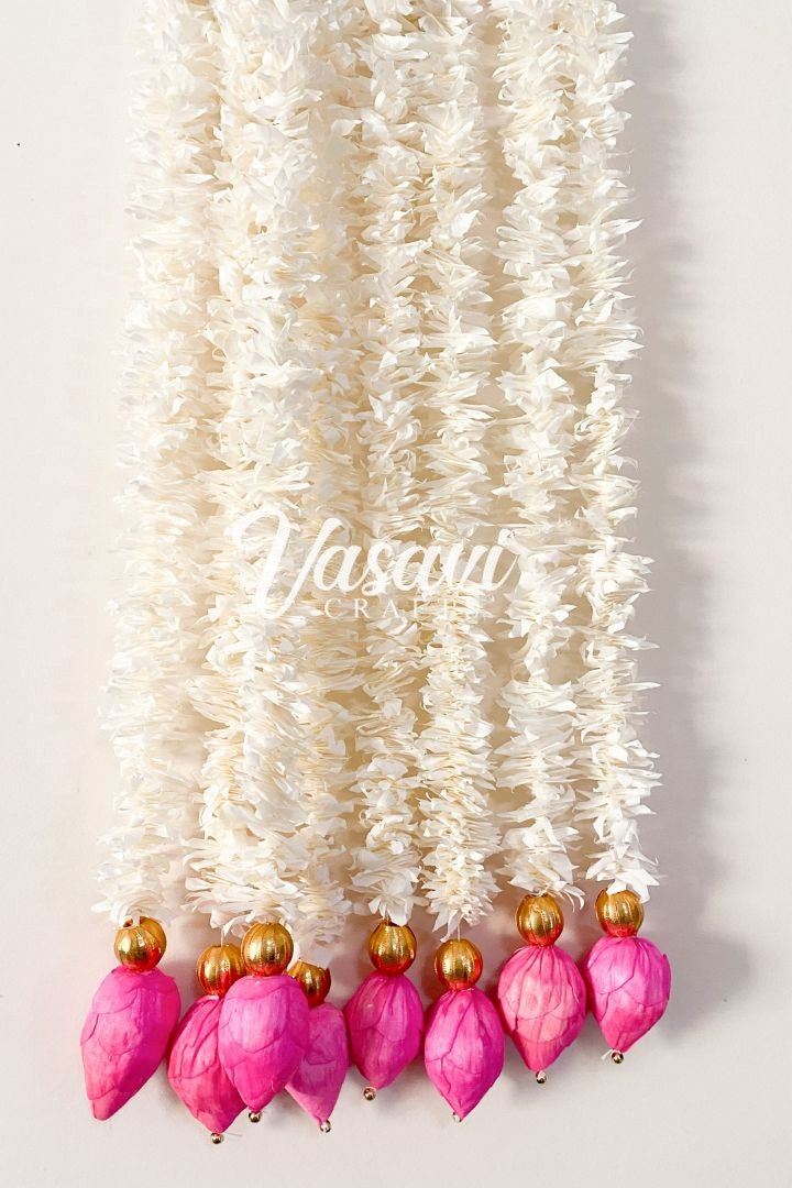 Pack of 30, 40, 50, 75, 100, 200 Jasmine Garlands with lotus buds