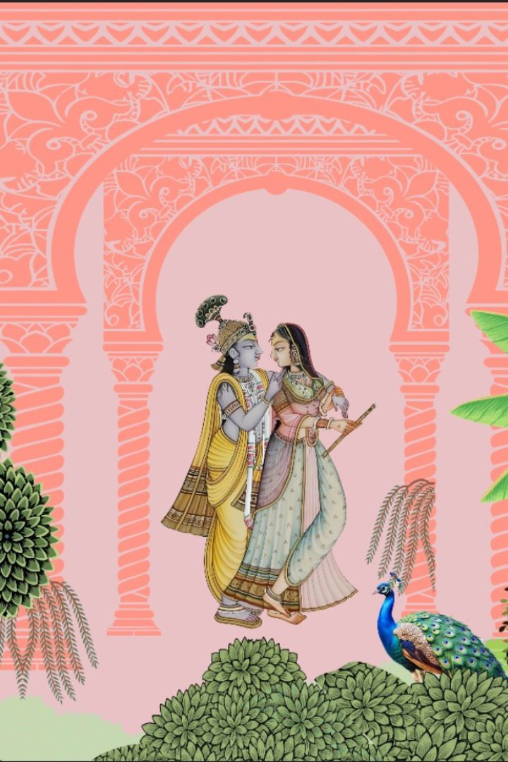 Custom Made Radha Krishna Peacock Backdrop for Indian Weddings/Puja Ceremony