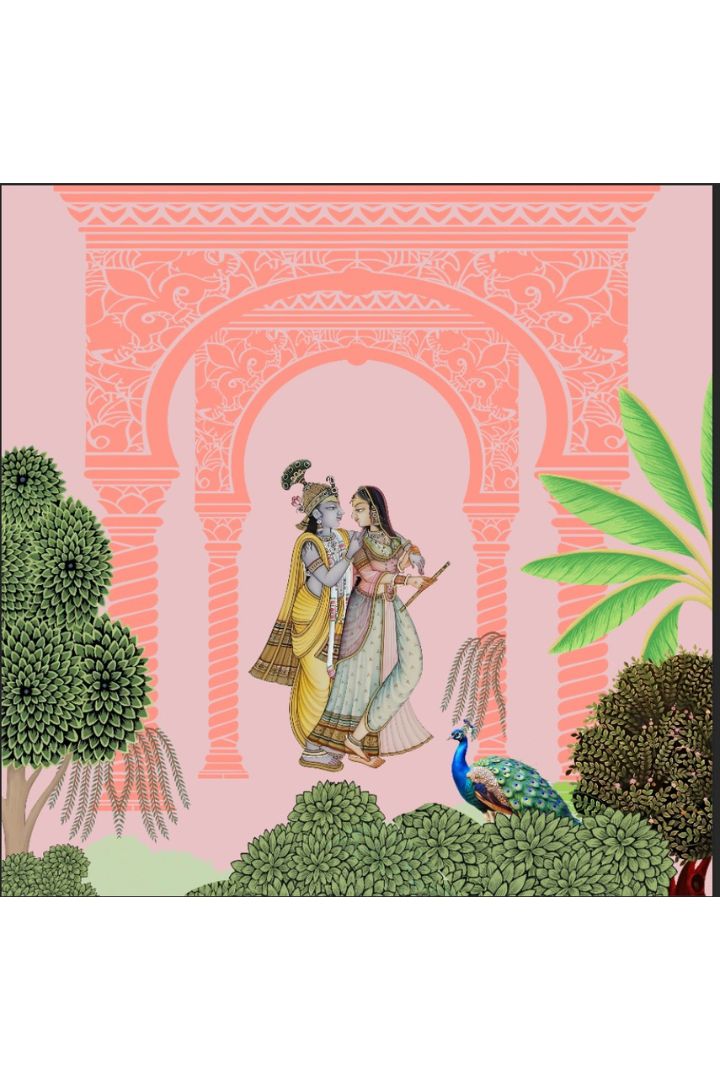 Custom Made Radha Krishna Peacock Backdrop for Indian Weddings/Puja Ceremony