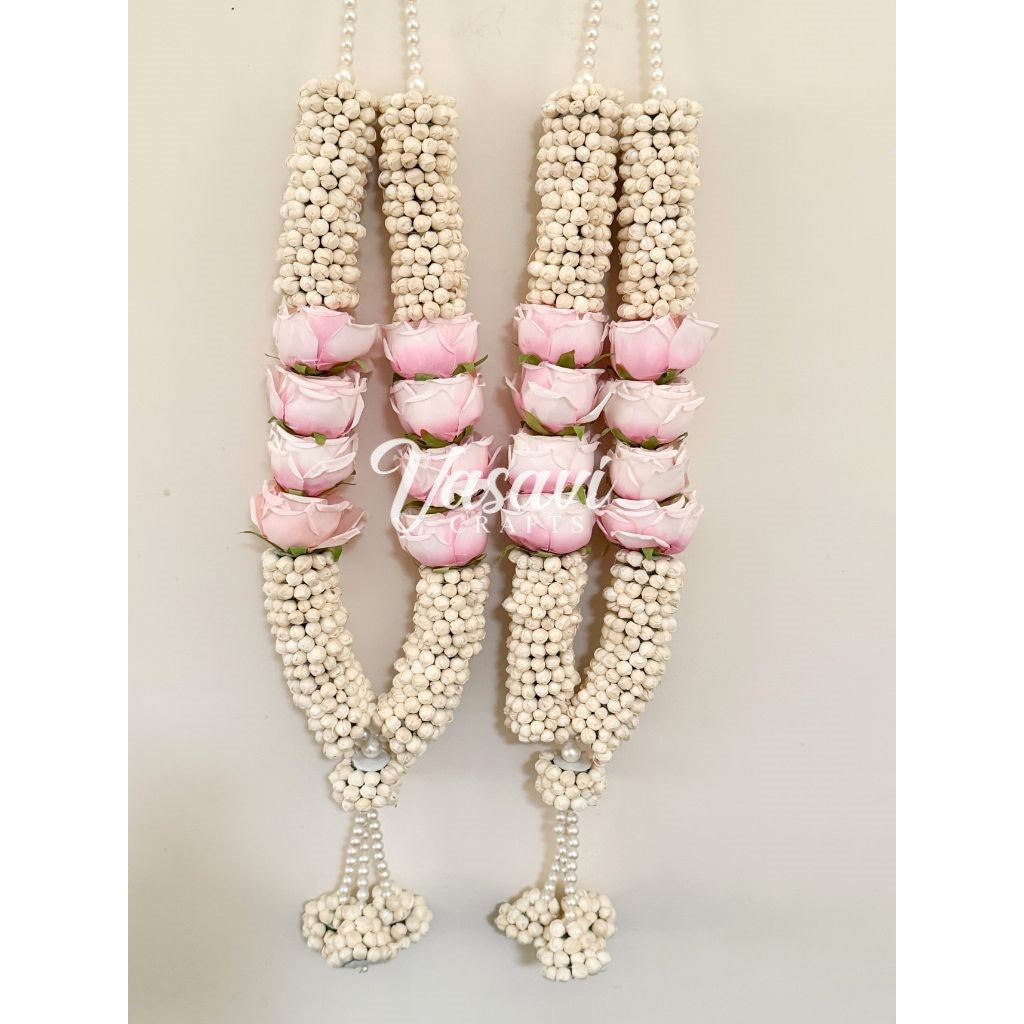 Mogra/Jasmine and Pink Rose Flower Varmala
