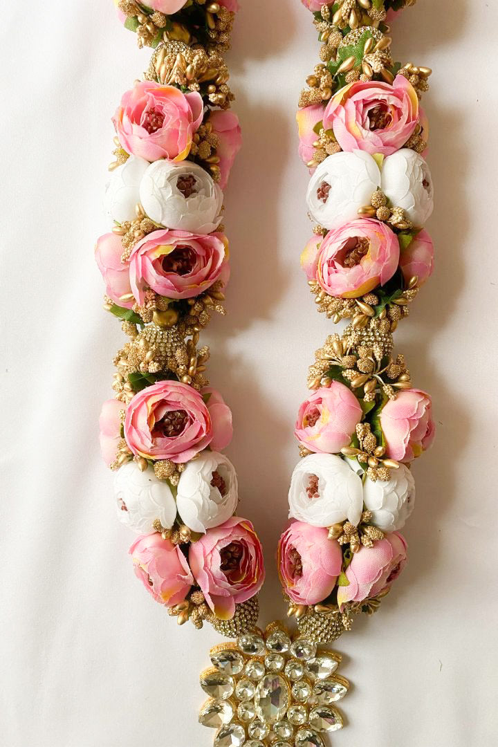 Pink and Ivory Peony Flower Indian Wedding Varmala/Jaimala