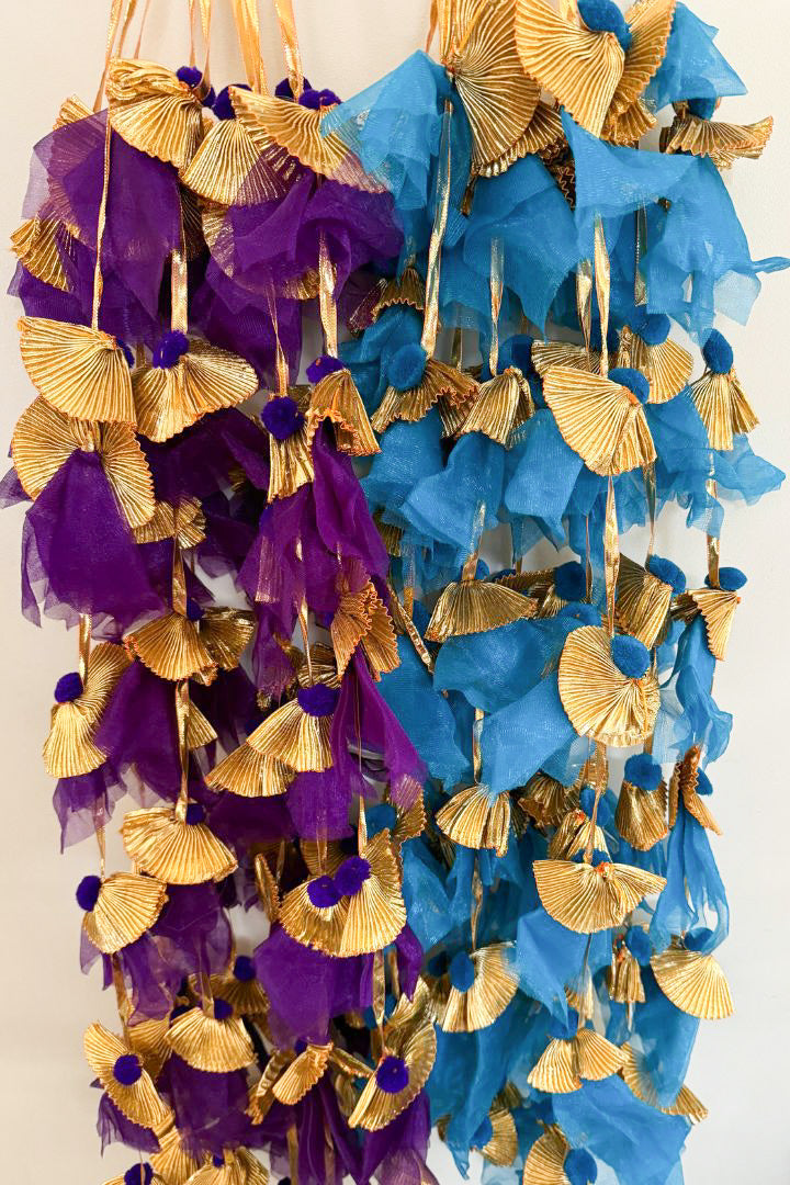Pack of 10 Gota Pompom Hangings for Indian Wedding