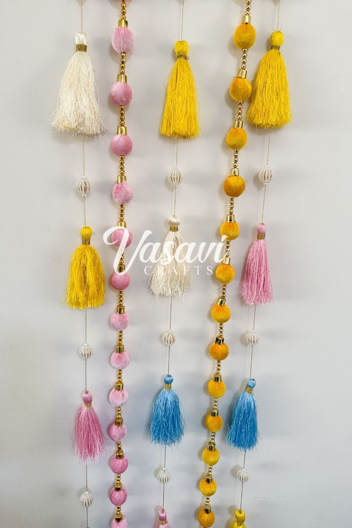 Pack of 10 Pastel Colors Silk Tassel Garlands 6 ft long