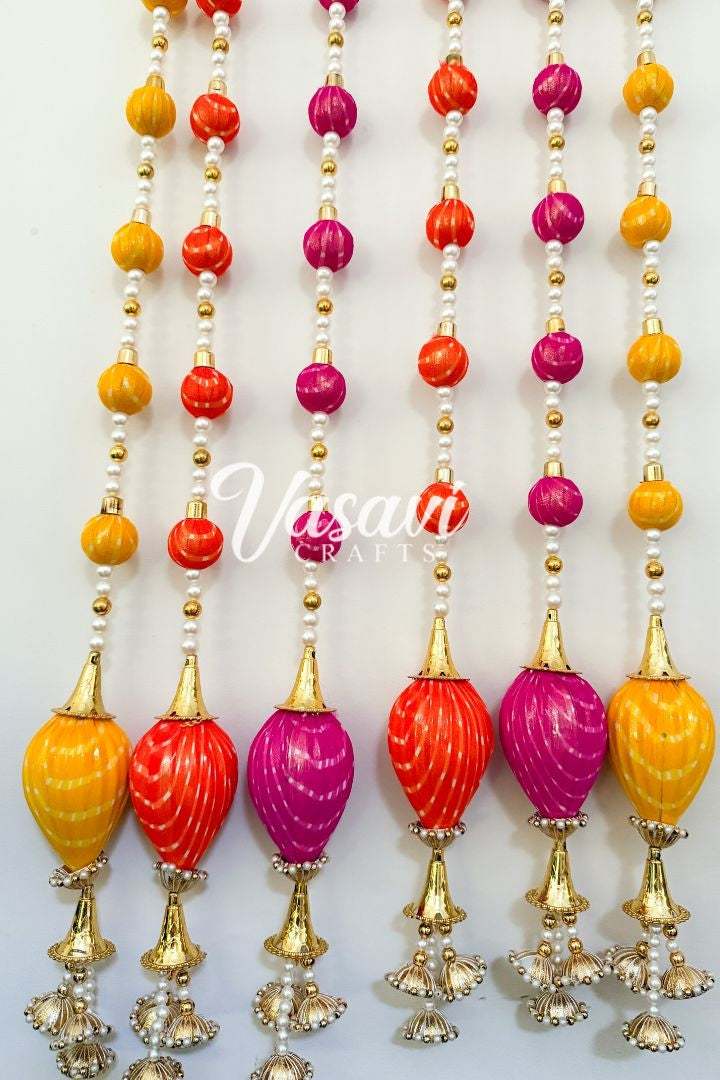 Set of 9 Rajasthani Bandhej Garlands and Fabric