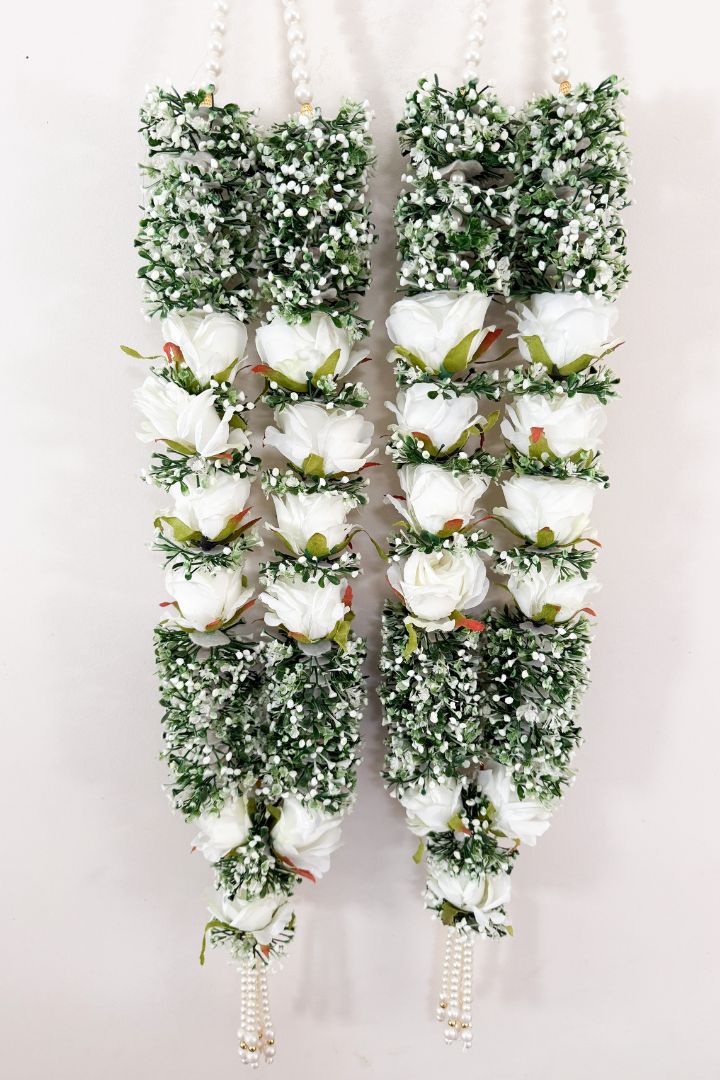 Baby Breath Flower Wedding Varmala with Ivory Roses