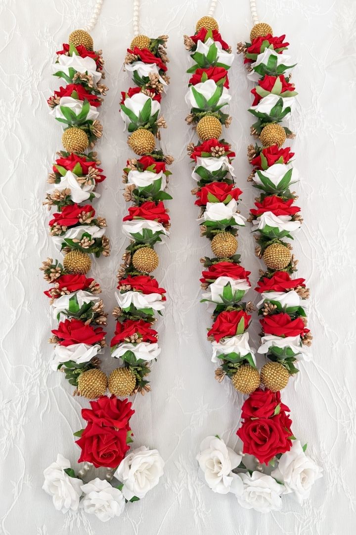 Red, White Roses Flower Wedding Varmala