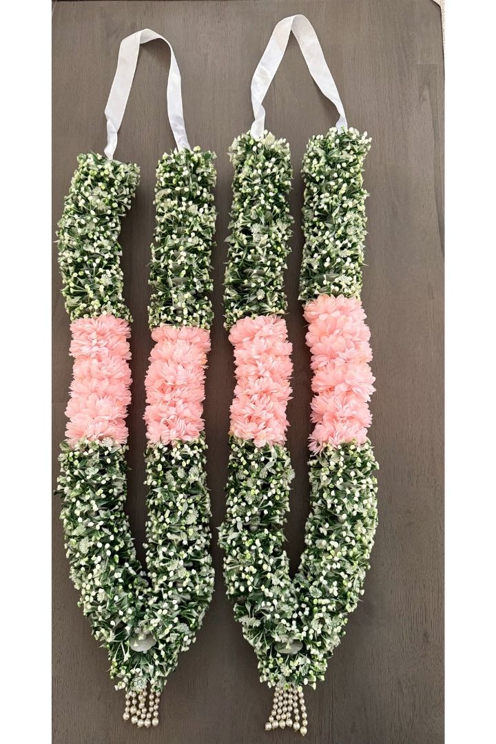 Baby Breath Flower Wedding Varmala with Pink flowers