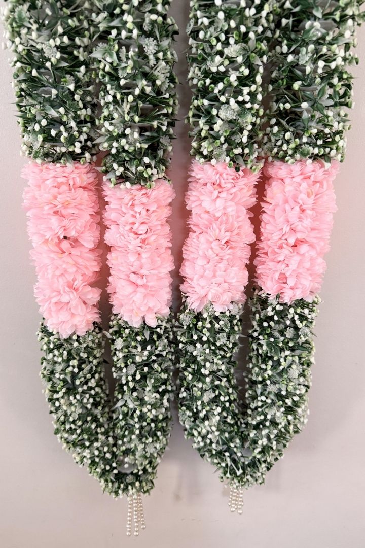 Baby Breath Flower Wedding Varmala with Pink flowers