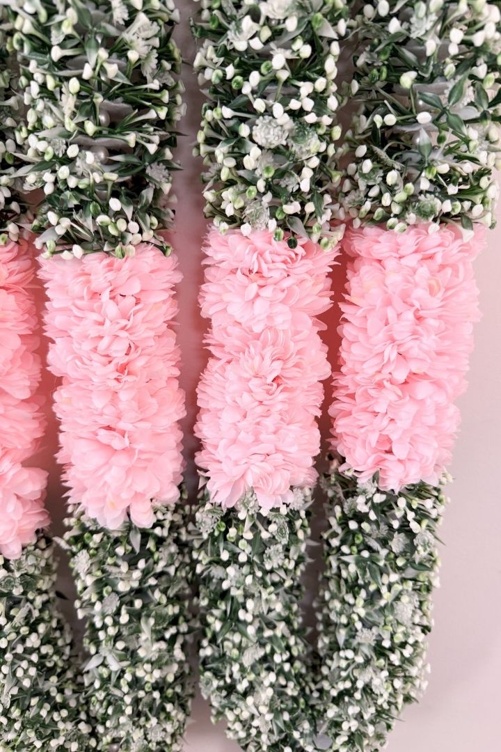 Baby Breath Flower Wedding Varmala with Pink flowers