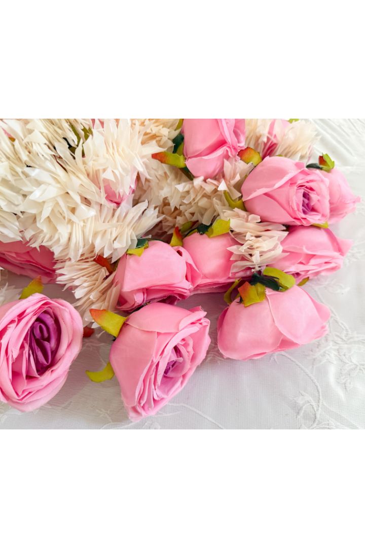 Pack of 10 Jasmine Flower Garland with Pink Rose