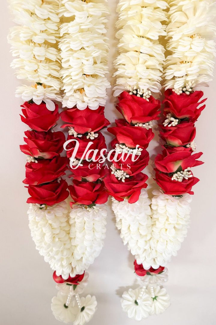 White Flower and Red Roses Varmala