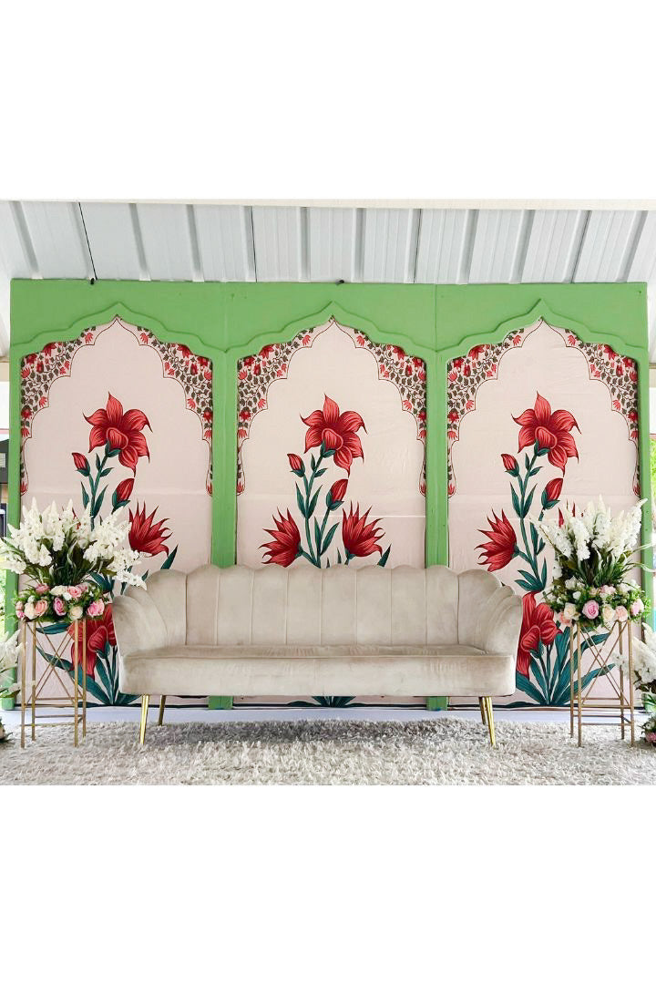 Custom Made Printed Backdrop for Indian Weddings, Mehndi Ceremony
