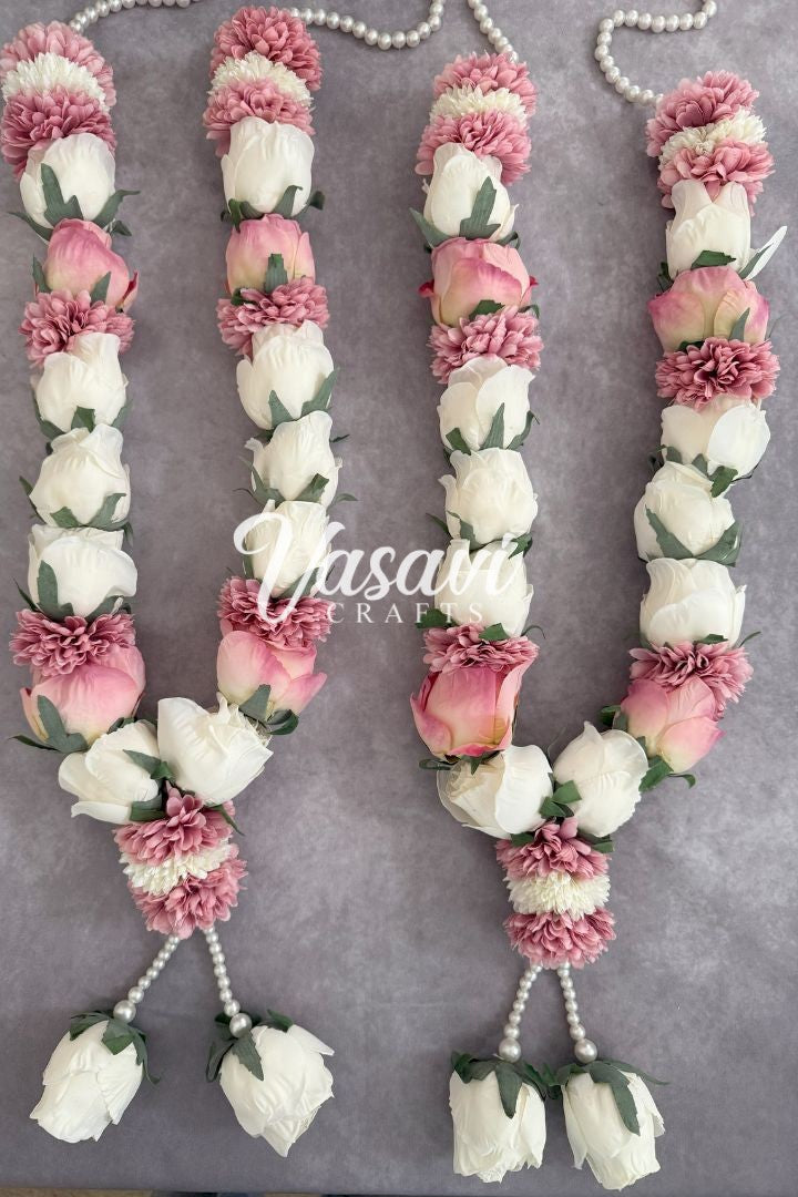 Dusty Pink and White Rose Flowers Indian Wedding Varmala