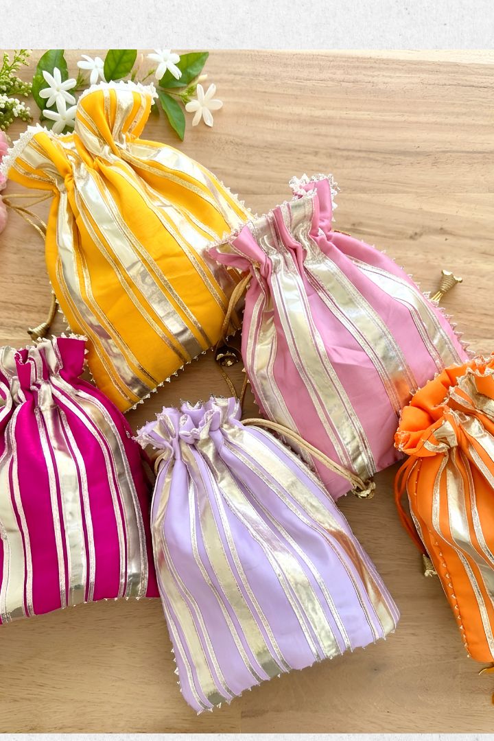 Pack of 50 Gota Lace Potli/Drawstring Gift Bags