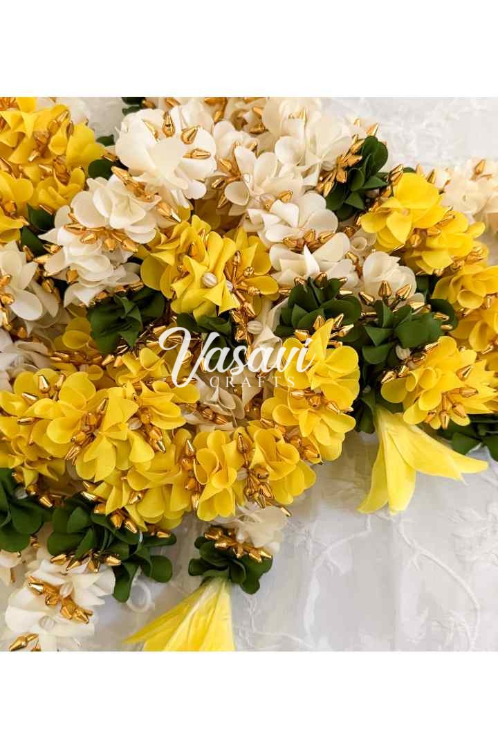 Set of 16 Marigold Flower Garlands and Multicolor Fabric Flower Garlands