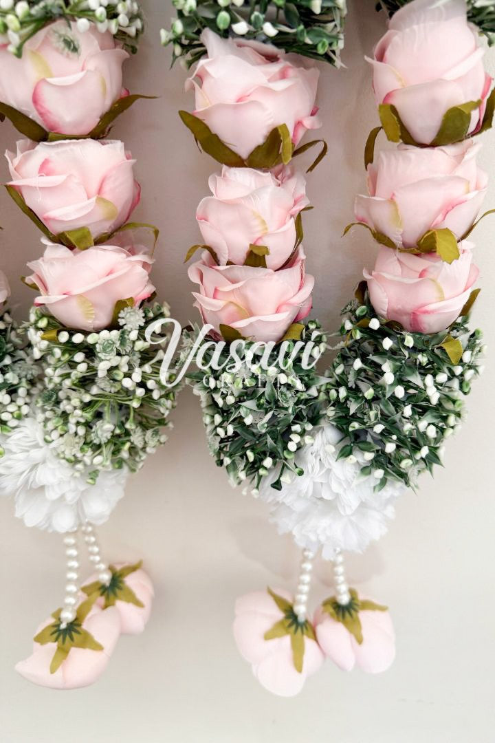 Pink Rose, Baby's Breath and White Flower Wedding Varmala