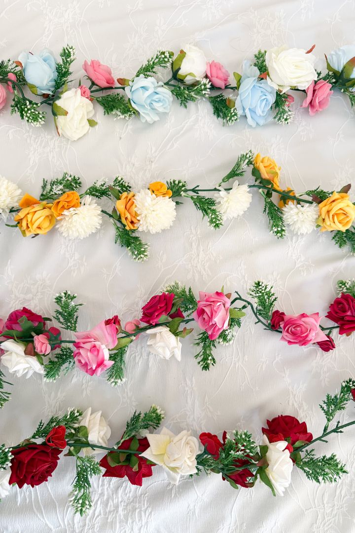 Pack of 8, 10, 16, 20,30 Baby's Breath and Rose Flower Runner 6 feet long