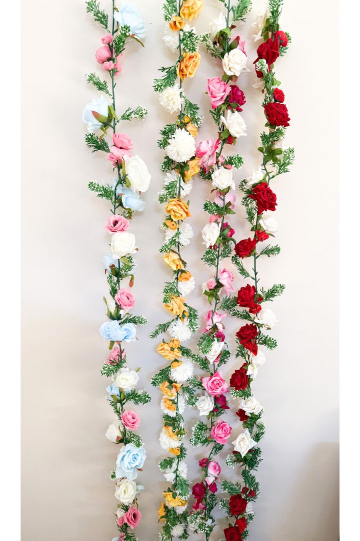 Pack of 8, 10, 16, 20,30 Baby's Breath and Rose Flower Runner 6 feet long